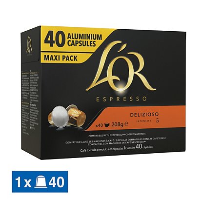 Café L'OR Espresso Delizioso intensité 5, boite de 40 capsules