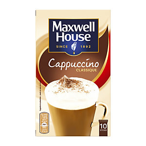 Café soluble Maxwell House Cappuccino Classique, boîte de 10 sticks