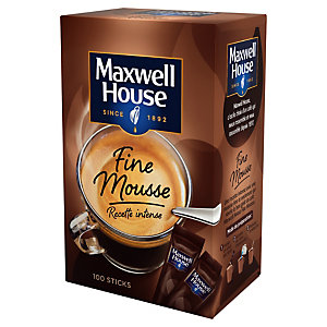 Café soluble Maxwell House Fine Mousse, boîte de 100 sticks
