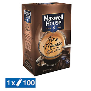 Café soluble Maxwell House Fine Mousse, boîte de 100 sticks