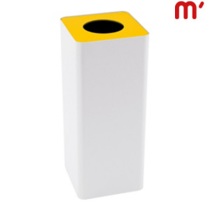 CAIMI Cestino per la raccolta differenziata Centolitri, 35 x 35 x 85 cm, Capacità 100 l, Fusto Bianco, Coperchio Giallo CAIMI Cestino per la raccolta differenziata Centolitri, 35 x 35 x 85 cm, Capacità 100 l, Fusto Bianco, Coperchio Giallo