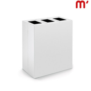 CAIMI Cestone per la raccolta differenziata a 3 scomparti Maximo, 62 x 35 x 72 cm, Capacità 150 l, Bianco Opaco CAIMI Cestone per la raccolta differenziata a 3 scomparti Maximo, 62 x 35 x 72 cm, Capacità 150 l, Bianco Opaco