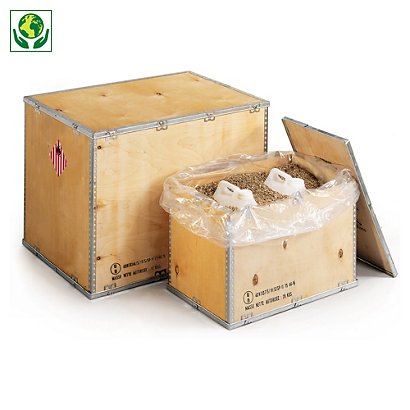 Caisse bois contreplaqué pour produits dangereux (logo ONU) 118x78x78 cm - 1