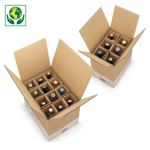 Caisse pour bouteilles 25 à 50 cl avec croisillons renforcés Caisse pour bouteilles 25 à 50 cl avec croisillons renforcés