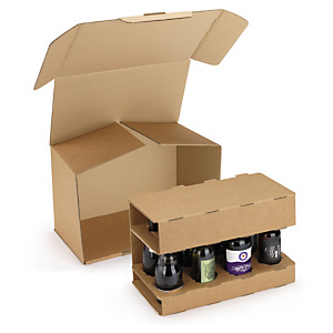 Caisse avec calage carton pour bouteilles de bière Caisse avec calage carton pour bouteilles de bière