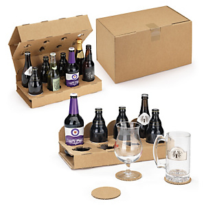 Caisse avec calage carton pour bouteilles de bi?res
