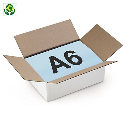 Caisse carton à base carrée RAJA, simple cannelure, blanche - 1
