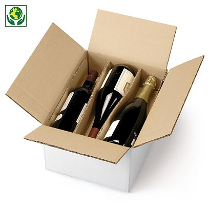 Caisse carton blanche pour bouteilles avec berceaux 33x25x17 cm - 1