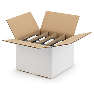 Caisse carton blanche pour bouteilles avec berceaux 33x33x24 cm