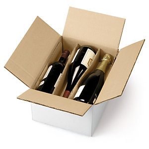 Caisse carton blanche pour bouteilles avec berceaux