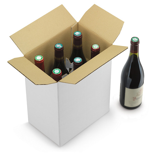 Caisse carton blanche pour bouteilles Bourgogne à montage instantané croisillons intégrés - 1