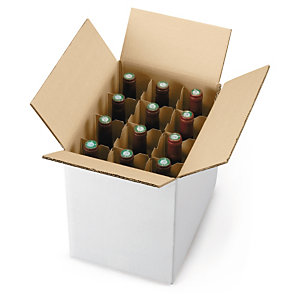 Caisse carton blanche pour bouteilles avec croisillons