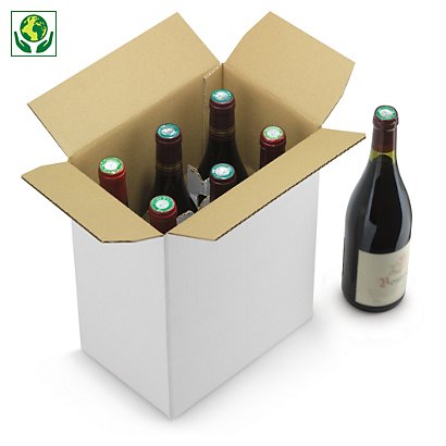 Caisse carton blanche pour bouteilles à montage instantané croisillons intégrés - 1