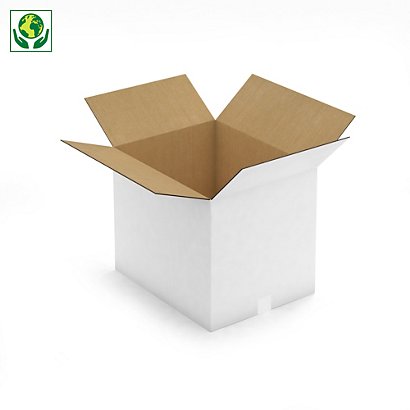 Caisse carton blanche double cannelure RAJA 48,5x38,5x40 cm - 1