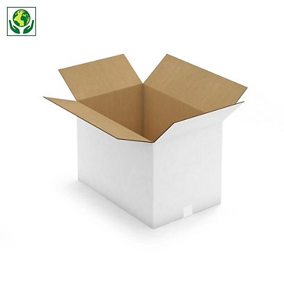 Caisse carton blanche double cannelure RAJA 58,5x38,5x40 cm - 1