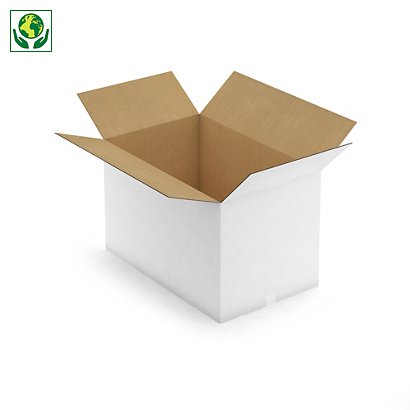 Caisse carton blanche double cannelure RAJA 80x50x50 cm - 1
