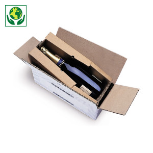 Caisse carton blanche d'expédition pour bouteilles avec calage carton Caisse carton blanche d'expédition pour bouteilles avec calage carton