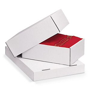 Caisse carton blanche télescopique renforcée, simple cannelure, DIN A3