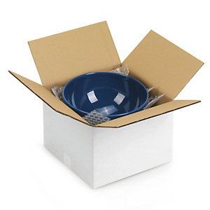 Caisse carton blanche simple cannelure à base carrée RAJA