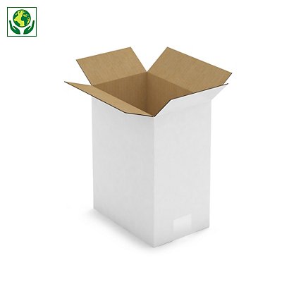 Caisse carton blanche simple cannelure RAJA 23x15,5x30 cm - 1