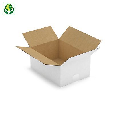 Caisse carton blanche simple cannelure RAJA 35x25x15 cm - 1