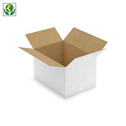 Caisse carton blanche simple cannelure RAJA 50x35x30 cm - 1