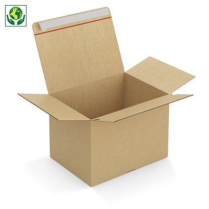 Caisse carton brune et blanche simple cannelure RAJA longueur 40 à 49 cm - 1