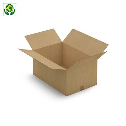 Caisse carton brune et blanche simple cannelure RAJA longueur 56 à 65 cm - 1