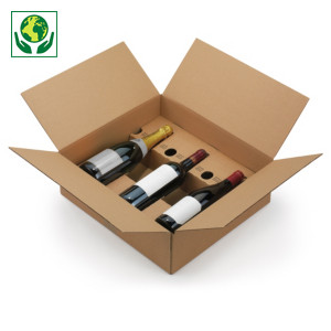 Caisse carton brune pour bouteilles à montage instantané Caisse carton brune pour bouteilles à montage instantané
