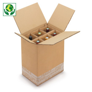 Caisse carton brune avec croisillons renforcés pour bouteilles 75 cl et magnum  - Best Price
