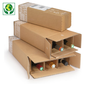 Caisse carton brune avec croisillons renforcés pour bouteilles 75 cl et magnum Caisse carton brune avec croisillons renforcés pour bouteilles 75 cl et magnum