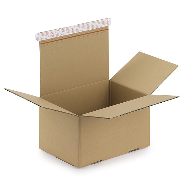 Caisse carton brune double cannelure montage instantané fermeture adhésive RAJA 35x25x20 cm - 1