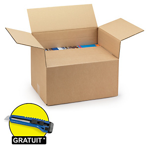 Caisse carton brune à hauteur variable double cannelure 65x45x30/45 cm