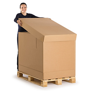 Caisse carton brune montage instantané avec abattant et coiffe