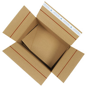 Caisse carton brune simple cannelure avec fermeture adhésive qualité Super format A4/A4+