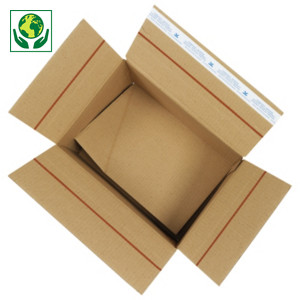 Caisse carton brune simple cannelure avec fermeture adhésive qualité Super format A4/A4+