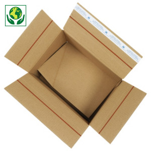 Caisse carton brune simple cannelure avec fermeture adhésive qualité Super format A4/A4+ Caisse carton brune simple cannelure avec fermeture adhésive qualité Super format A4/A4+
