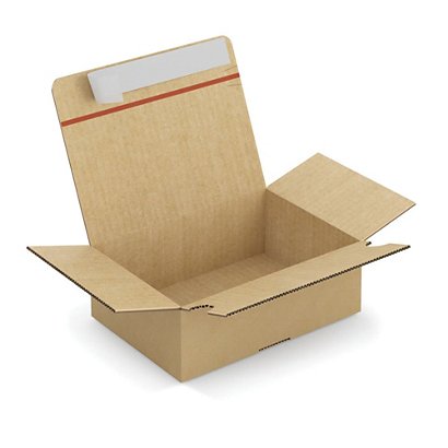 Caisse carton brune simple cannelure montage instantané fermeture adhésive 21,5x15,5x11 cm, lot de 20 - 1