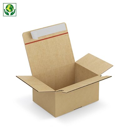 Caisse carton brune simple cannelure montage instantané fermeture adhésive RAJA 21,5x15,5x11 cm - 1
