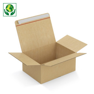 Caisse carton brune simple cannelure à montage instantané et fermeture adhésive RAJA - Best Price