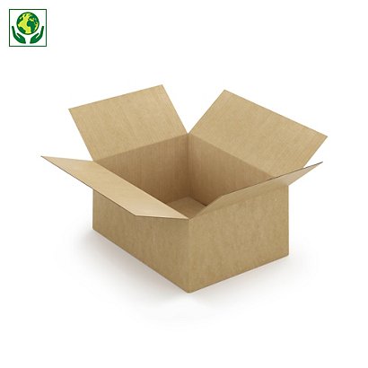 Caisse carton brune simple cannelure à montage instantané RAJA 39x29x18 cm - 1