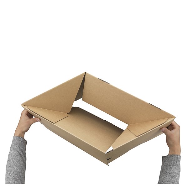 Caisse carton brune simple cannelure à montage instantané avec soufflets et fermeture adhésive - 5