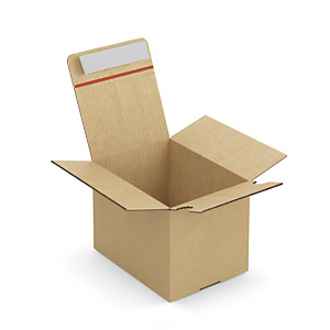 Caisse carton brune simple cannelure montage instantané fermeture adhésive 20x15x15 cm