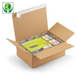 Caisse carton brune simple cannelure à montage instantané et fermeture adhésive RAJA Caisse carton brune simple cannelure à montage instantané et fermeture adhésive RAJA