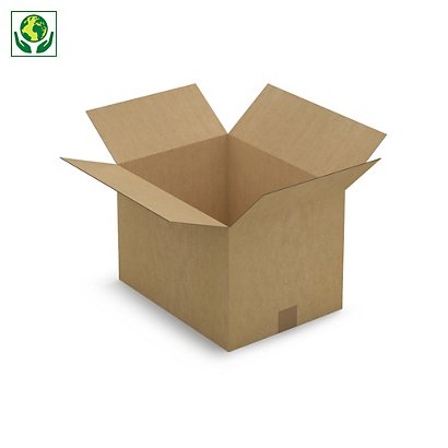 Caisse carton brune simple cannelure RAJA 40x30x27 cm - 1