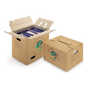 Caisse carton de déménagement double cannelure avec poignées et montage rapide 48x32x36 cm