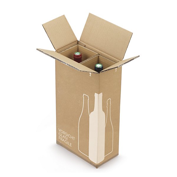 Caisse carton d’expédition pour bouteilles avec croisillons renforcés à montage manuel 2 bouteilles - 2