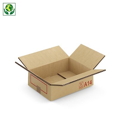 Caisse carton Galia A14 double cannelure avec rabats 40x30x15 cm - 1