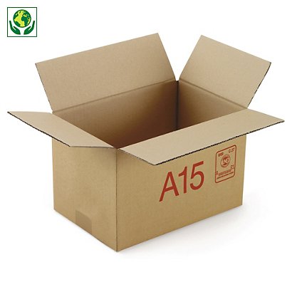 Caisse carton Galia A15 simple cannelure avec rabats 30x20x20 cm - 1
