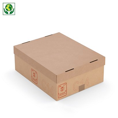 Caisse carton Galia C14 double cannelure avec couvercle renforcé 40x30x15 cm - 1